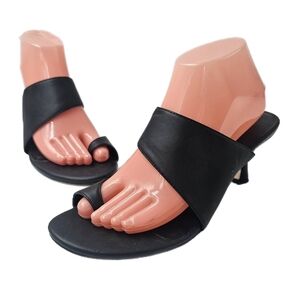 Nordstrom Kadria Toe Ring Kitten Heel Mules Black Womens Size 8.5